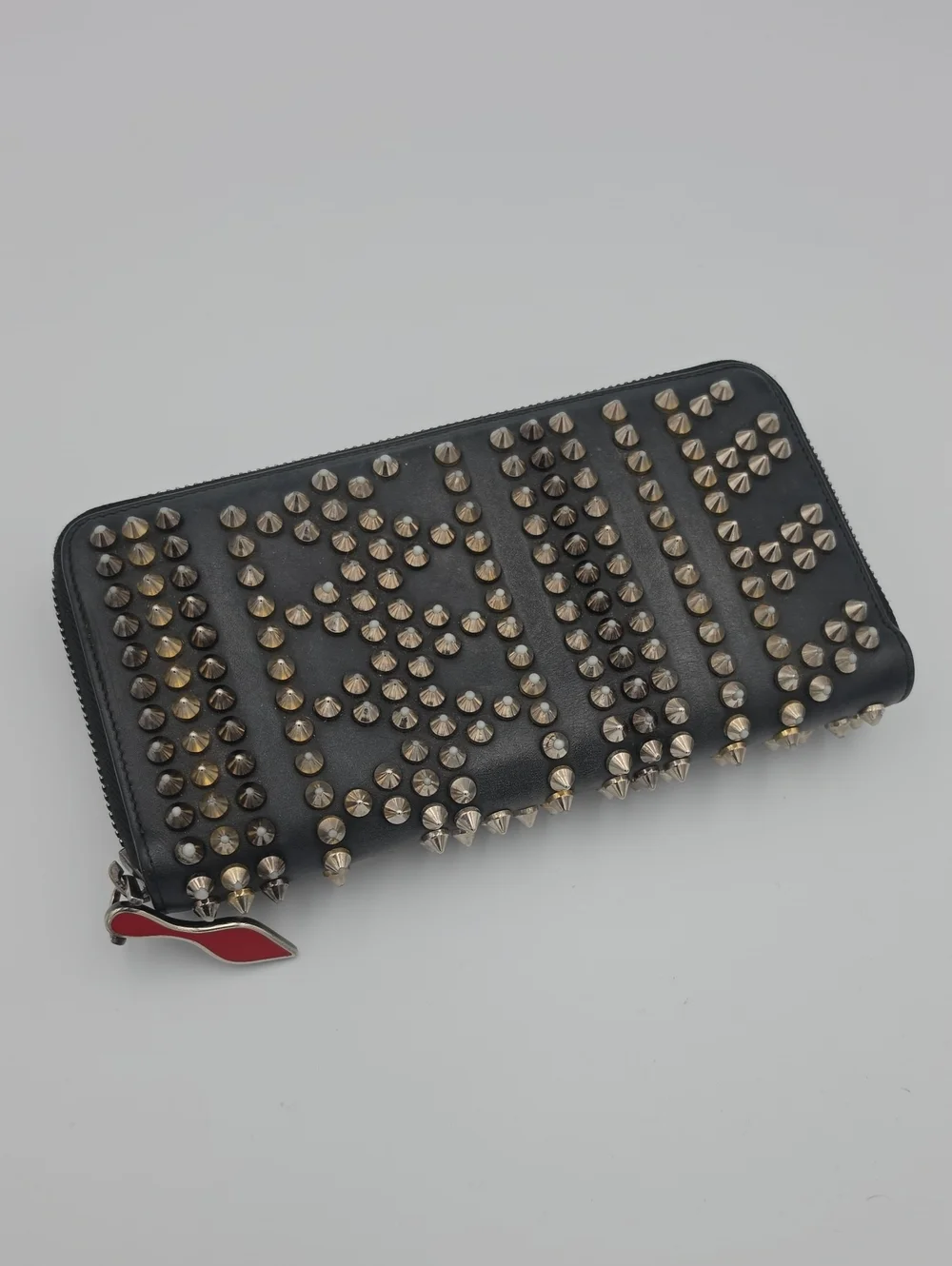 Christian Louboutin Black Studded Gold/Silver/Gun Metal Zip Long Wallet (EUC)✨️